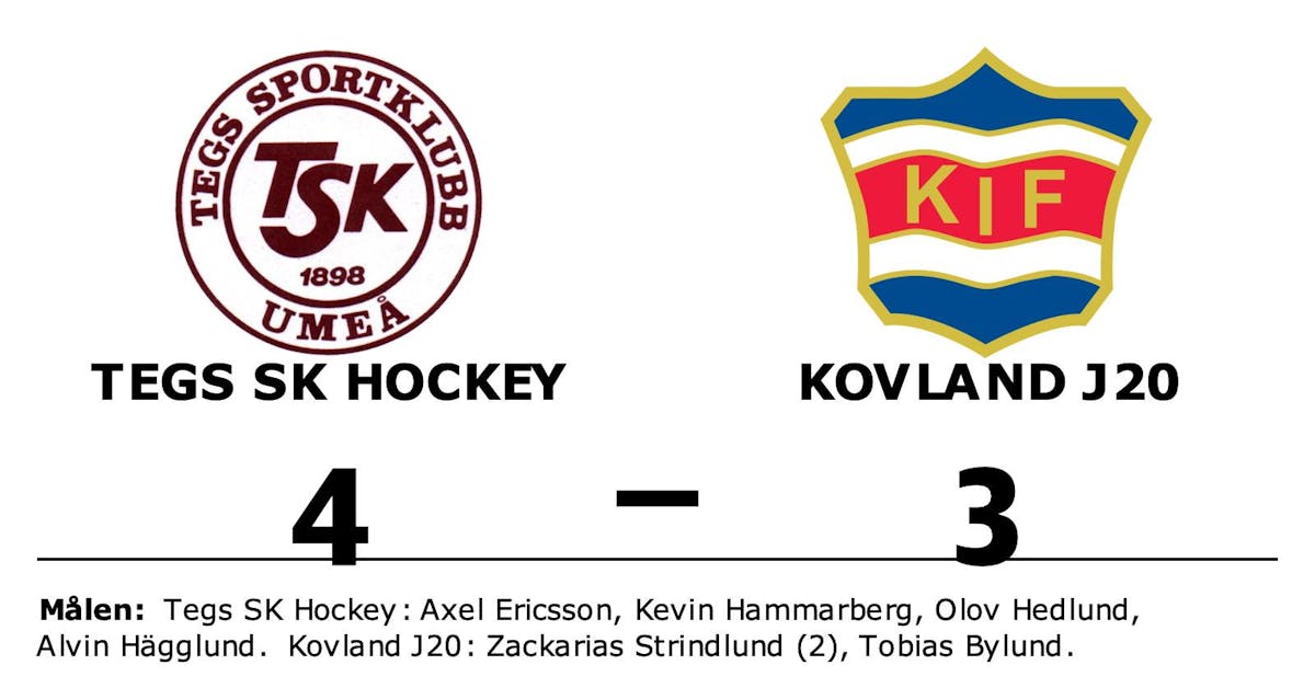 Tegs SK Hockey vann uddamålsseger mot Kovland J20