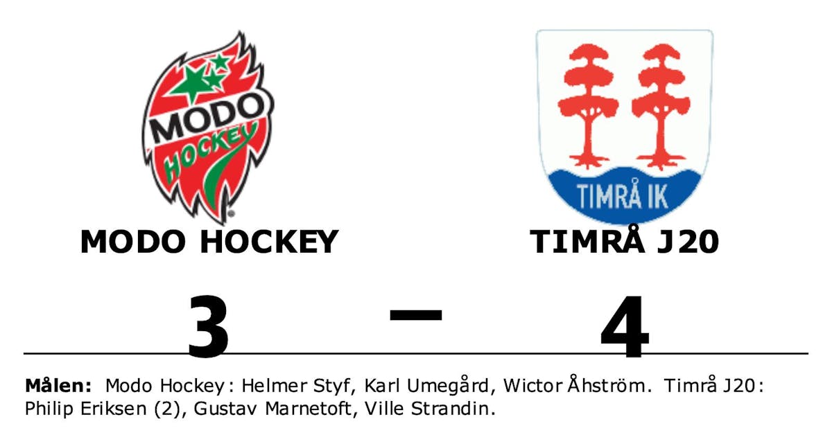 Timrå J20 vann mot Modo Hockey i förlängningen