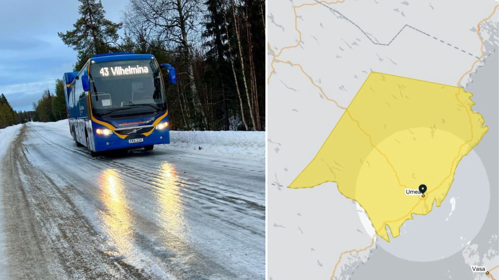 Stora problem för bussarna i halkan